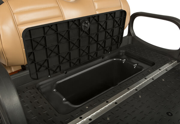 Golf Cart Under-seat Storage: Efficient Space Utilization Beneath Seating.