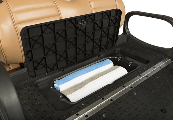 Golf Cart Under-seat Storage: Efficient Space Utilization Beneath Seating.