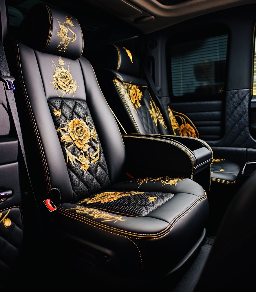 Luxury Van Bespoke Seat Covers: Emphasizing Tailor-made And Opulent Materials.