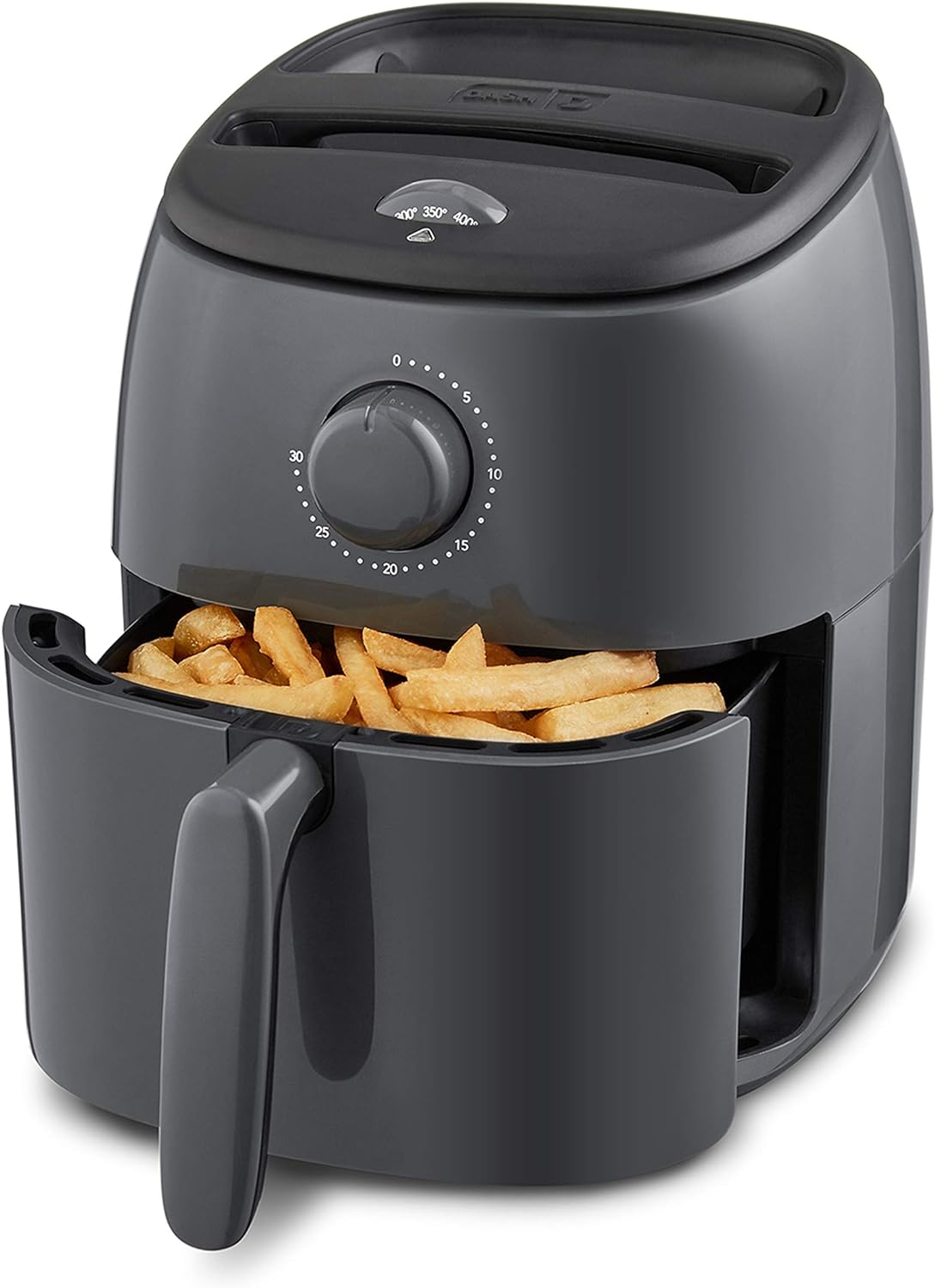 DASH Tasti-Crisp™ Electric Air Fryer Oven, 2.6 Qt., Grey – Compact Air Fryer for Healthier Food in Minutes, Ideal for Small Spaces - Auto Shut Off, Analog, 1000-Watt