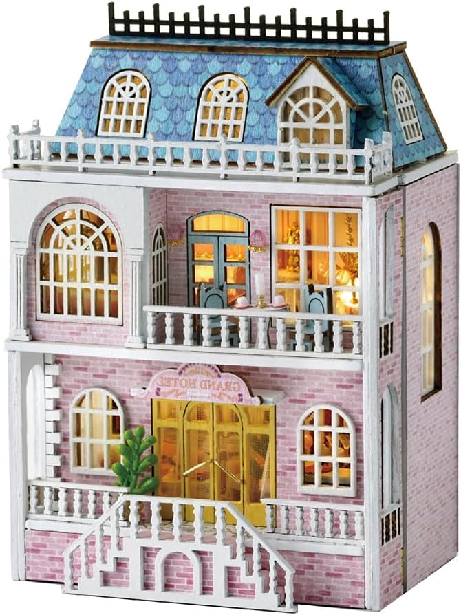 DIY Miniature Wooden Dollhouse Furniture Kit,Mini Handmade Doll House with LED,1:24 Scale Creative Woodcrafts Toys for Adult Friend Lover Birthday Gift (MoLan House)