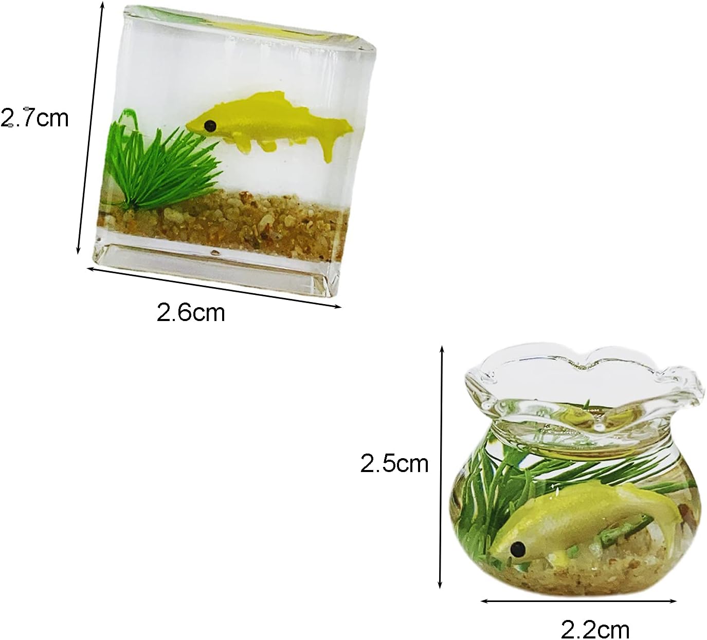 Dollhouse Fish Tank, 1:12 Scale Miniature Resin Accessories for Garden Scene Decor Random Color Round