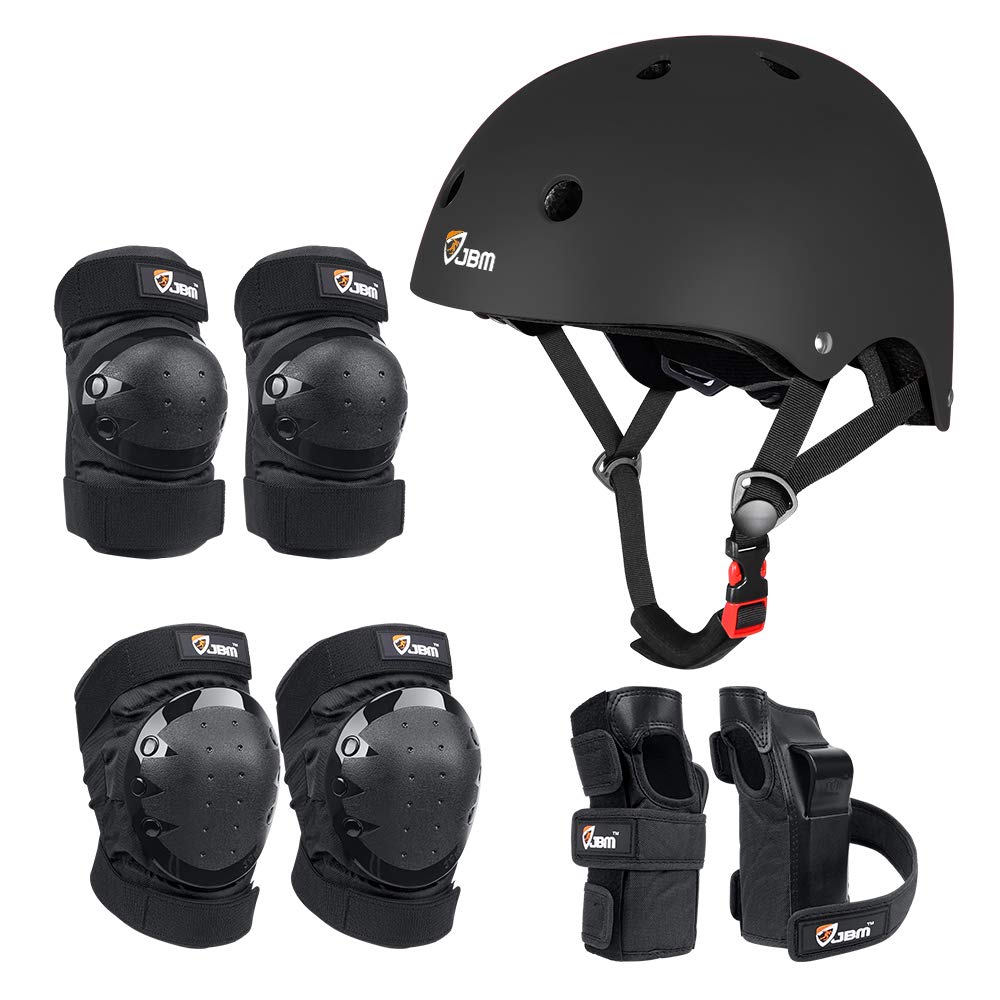 JBM Child Adults Rider Series Protection Gear Set for Multi Sports Scooter, Skateboarding, Roller Skating, Protection for Beginner to Advanced, Helmet, Knee and Elbow Pads with Wrist Guards