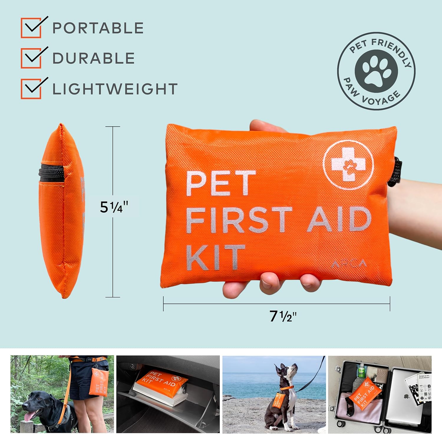 ARCA PET Dog First Aid Kit - Pet Emergency Kit Dog Travel kit for - Water Resistant High Visibility Reflective First Aid Pouch Dog Camping Essentials for Pets for Hiking, Backpacking, Sports, Hunting